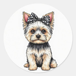 Pegatina Redonda Sweet Chica Yorkie