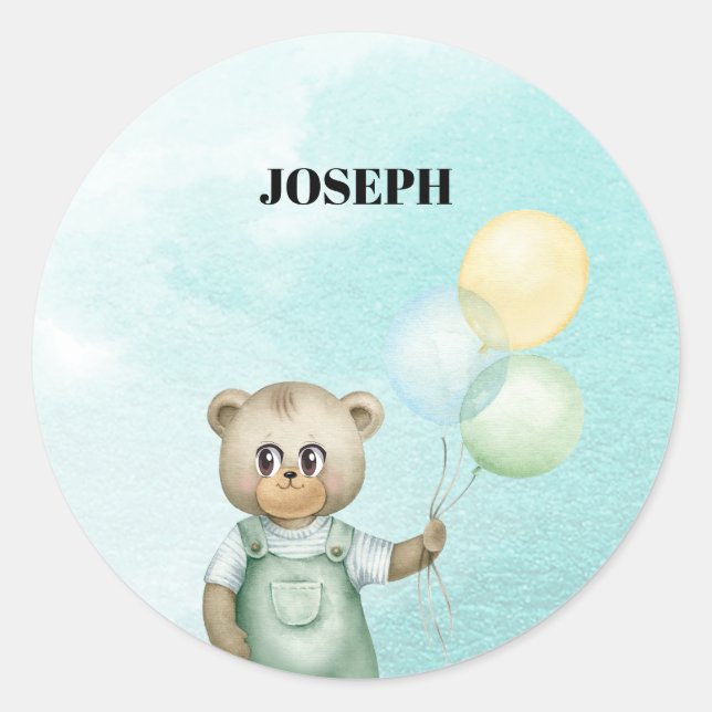 Pegatina Redonda Sweet green baby bear baby (Anverso)