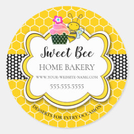 Pegatina Redonda Sweet Honey Bee Cupcake Bakery Classic Round Stick