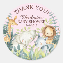 Pegatina Redonda Sweet Jungle Baby Shower Gracias Por Favor Pegatin