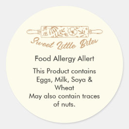 Pegatina Redonda Sweet Little Bites Bakery Food Allergy Allert