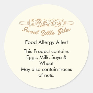 Pegatina Redonda Sweet Little Bites Bakery Food Allergy Allert