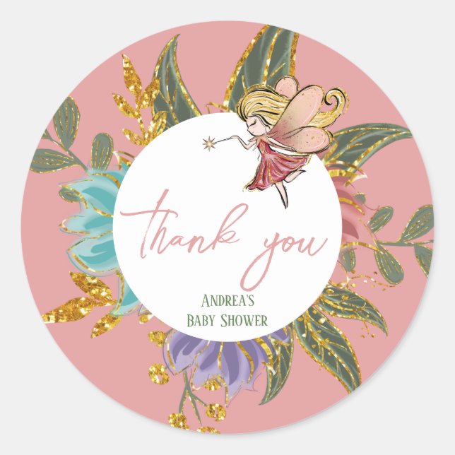 Pegatina Redonda Sweet Little Fairy Wonderland Magical Woodland (Anverso)