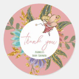 Pegatina Redonda Sweet Little Fairy Wonderland Magical Woodland