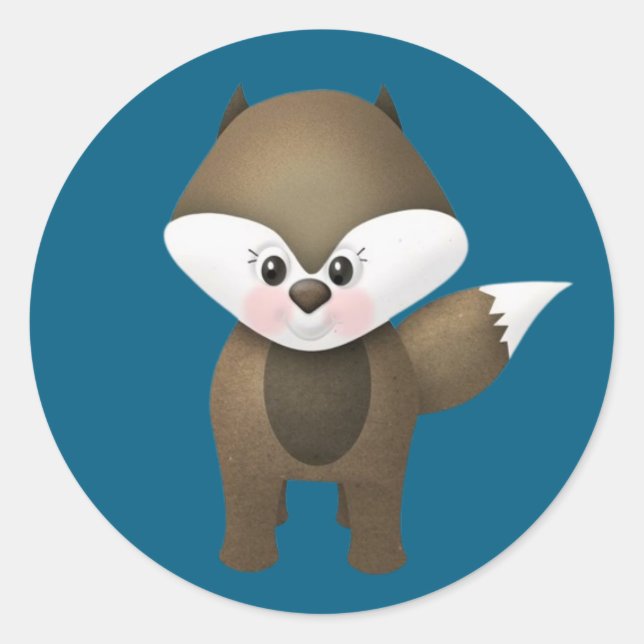 Pegatina Redonda  Sweet Little Fox Sticker (Anverso)