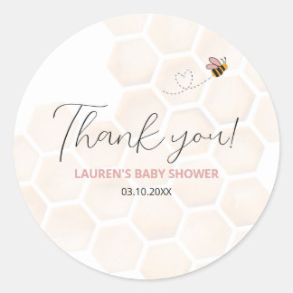 Pegatina Redonda Sweet Little Honey Baby Shower Thank You Sticker