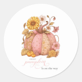 Pegatina Redonda Sweet Little patch pumpkin florals está en camino