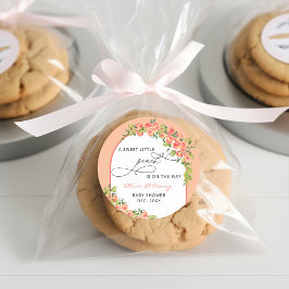 Pegatina Redonda Sweet Little Peach Baby Shower