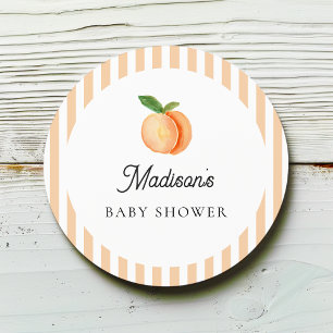 Pegatina Redonda Sweet Little Peach Baby Shower