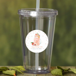Pegatina Redonda Sweet Little Peach Smoothie Segundo Fiesta de Cump