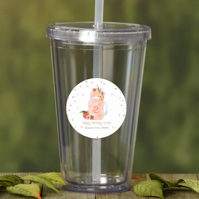 Pegatina Redonda Sweet Little Peach Smoothie Segundo Fiesta de Cump (Subido por el creador)
