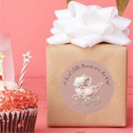 Pegatina Redonda Sweet Little Princess Baby Shower