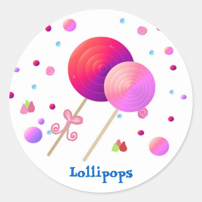 Pegatina Redonda Sweet Lollipops (Anverso)