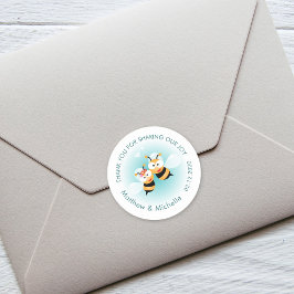 Pegatina Redonda Sweet Meet To Bee Couple Cute Boda Gracias