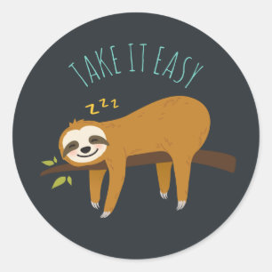 Pegatina Redonda Sweet Napping Sloth "Take It Easy"
