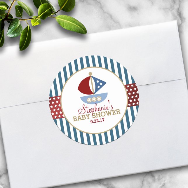 Pegatina Redonda Sweet Nautical Baby Shower (Subido por el creador)