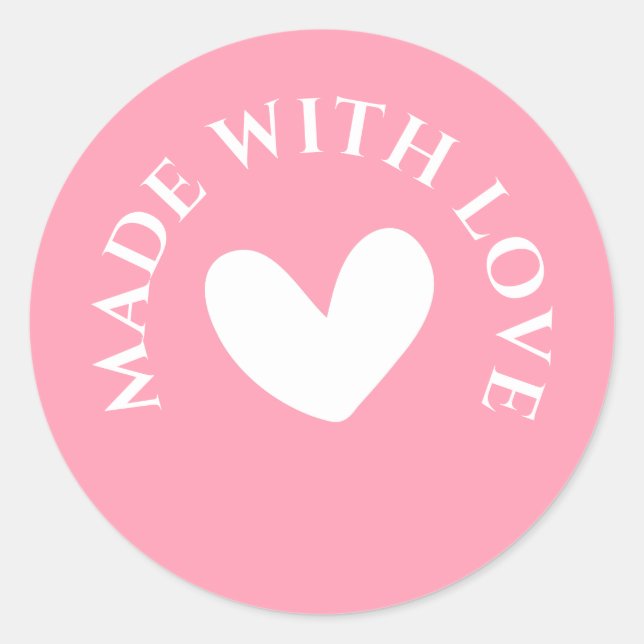 Pegatina Redonda Sweet Pink "Made With Love" (Anverso)