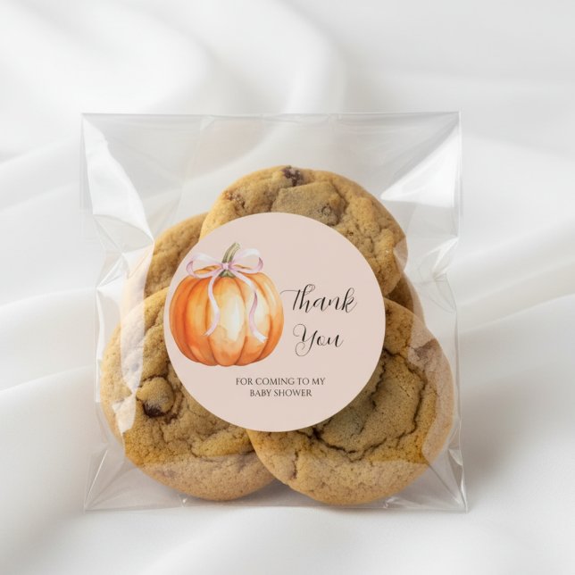 Pegatina Redonda Sweet Pumpkin Baby Shower Thank You (Subido por el creador)