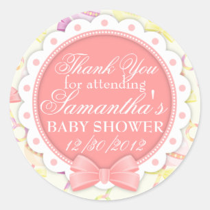 Pegatina Redonda Sweet Rattles (Girly) Baby Shower