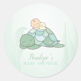 Pegatina Redonda Sweet Sea Turtle Baby Shower