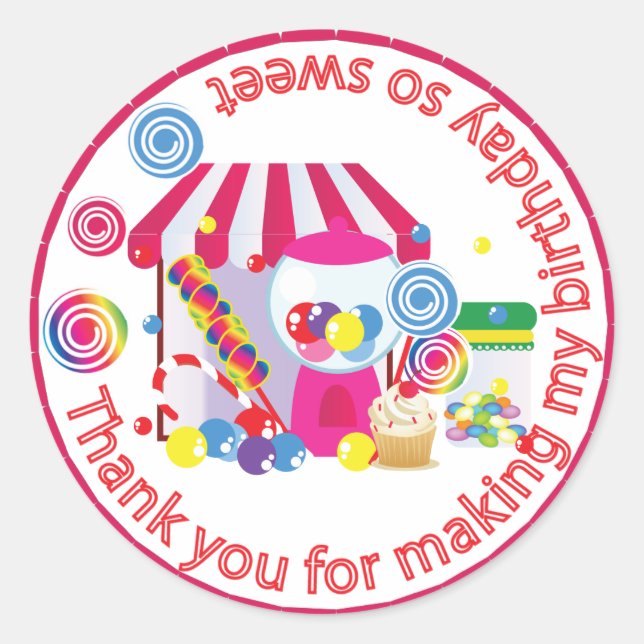 Pegatina Redonda Sweet Shoppe (Anverso)