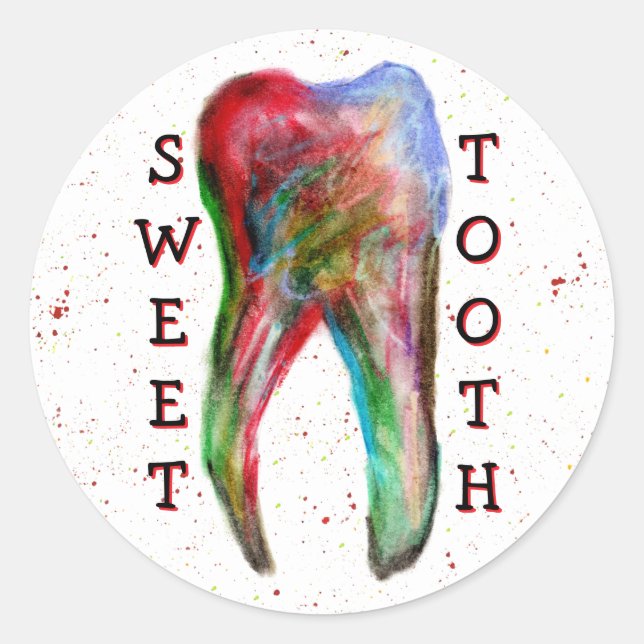 Pegatina Redonda Sweet Tooth Dental Sticker (Anverso)