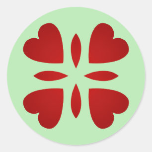 Pegatina Redonda Sweet vintage look red heart