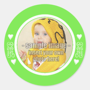 Pegatina Redonda SweetBabyCarrots Whimsical Green Frame