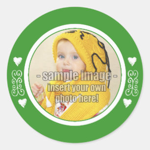 Pegatina Redonda SweetBabyCarrots Whimsical Green Frame