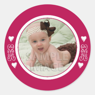 Pegatina Redonda SweetBabyCarrots Whimsical Red Frame