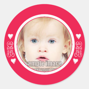 Pegatina Redonda SweetBabyCarrots Whimsical Red Frame