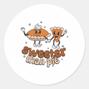 Pegatina Redonda Sweeter Than Pie Byby Fall Autumn Thanksgiving Hal