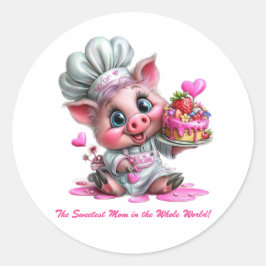 Pegatina Redonda Sweetest Mom Pig Chef Sticker