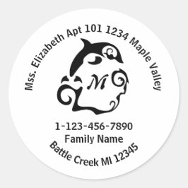 Pegatina Redonda Swift Dolphin Family Home Address Classic Round