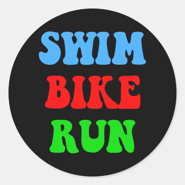 Pegatina Redonda Swim Bike Run (Anverso)