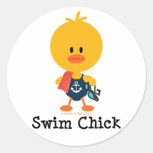 Pegatina Redonda Swim Chick