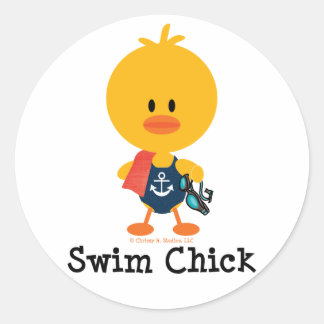 Pegatina Redonda Swim Chick