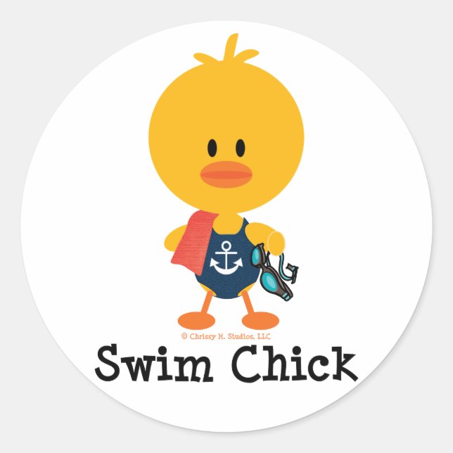 Pegatina Redonda Swim Chick (Anverso)