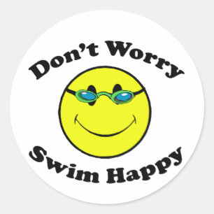 Pegatina Redonda Swim Happy