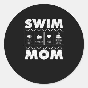 Pegatina Redonda Swim Mom Content Funny Swimmer