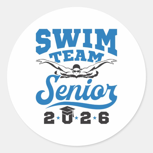 Pegatina Redonda Swim Team Senior 2026 (Anverso)