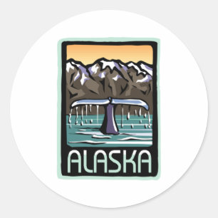 Pegatina Redonda Swimmin' en Alaska