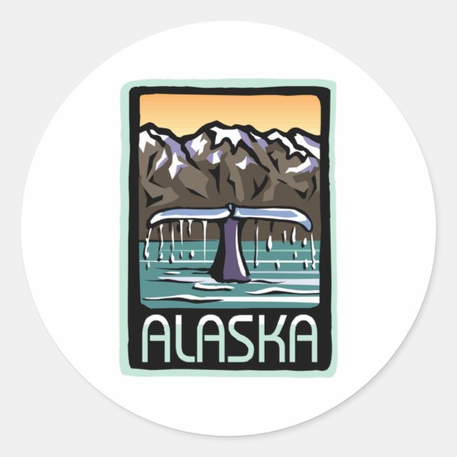 Pegatina Redonda Swimmin&apos; en Alaska (Anverso)