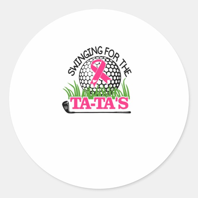 Pegatina Redonda Swinging For The Tata's Breast Cancer Awareness (Anverso)