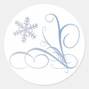 Pegatina Redonda Swirl & Snowflake