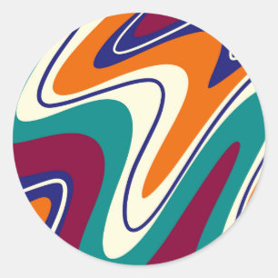 Pegatina Redonda Swirls Retro - Estilo clásico de los años 70