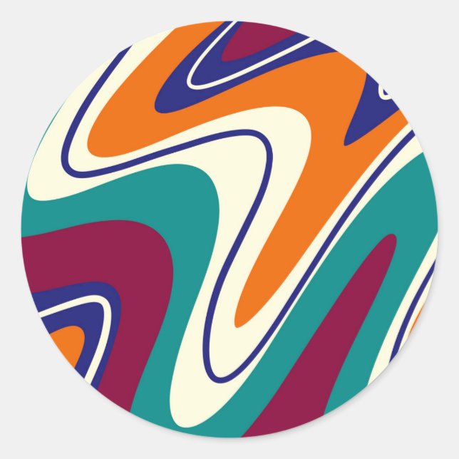 Pegatina Redonda Swirls Retro - Estilo clásico de los años 70 (Anverso)