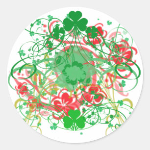 Pegatina Redonda Swirly Shamrock St. Patrick's Day