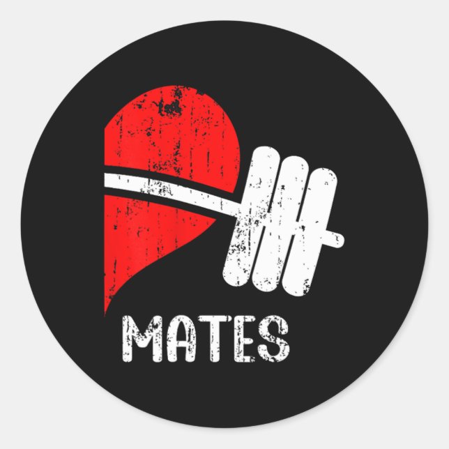 Pegatina Redonda Swole Mates Parejas Coincidiendo Gym Funny Tee Wei (Anverso)