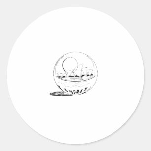 Pegatina Redonda Sydney en un globo de vidrio